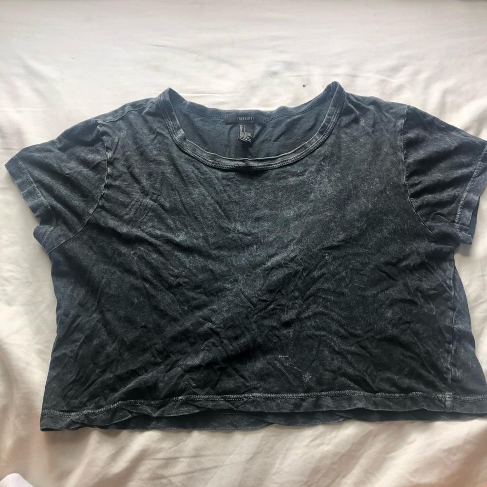 acid wash oversized crop t shirt